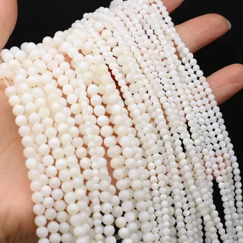 Natürliche Muschelperlen, runde Form, Perlmutt, lose Isolationsperlen für Schmuckherstellung, DIY-Armband