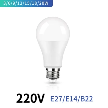 LED-Birne E27 E14 B22 AC220V 3W 6W 9W 12W 15W 18W 20W LED-Lampe für Wohnzimmer Home Led-Birnen für Haus