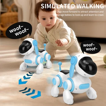 Intelligenter interaktiver Roboterhund, simuliertes Gehen, Licht, Ton, Musik, pädagogisches Krabbeln, Singen