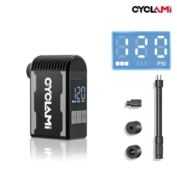 CYCLAMI A2S Tragbare Elektrische Fahrradpumpe aus Aluminiumlegierung, 120 PSI, 500 mAh, Mini-Schnellkompressor