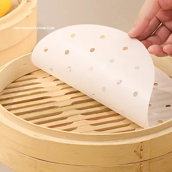 Bambus Dampfer Papiere Einweg Antihaft-Dampfer Matte Öl Papier Luft Friteuse Ofen Küche Pan Pad (50 Stück)