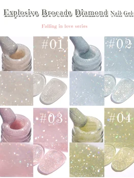 ZH 1-4 Stück 12 ml rosa blau weiß grün Farbserie Marienkäfer Glitzer Gel Nagellack, beliebter Yun Brokat