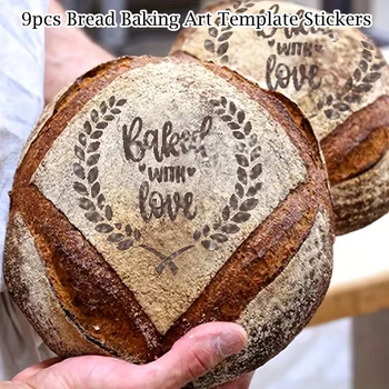 Wiederverwendbare Brotbackvorlage, 5,9 x 5,9 Zoll, künstlerische Dekoration, Backform für kreative (9 Stück)