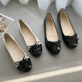 Ballerina Mutter Schuhe Damen flache Schuhe Komfort rutsch feste Damen Slipper Leder Wohnungen elegante