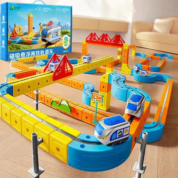 Magnetisches Eisenbahnspielzeug für Jungen, Schienen 1:64, elektrische Schienen, DIY, magisches