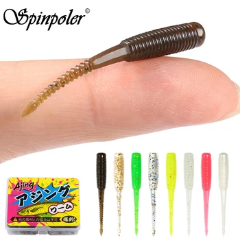 Spinpoler 20 teile/schachtel Ajing Weiche Angeln Köder 3,5 cm Rockfish TPR Swimbaits Nachtlicht Wurm Eis Jig