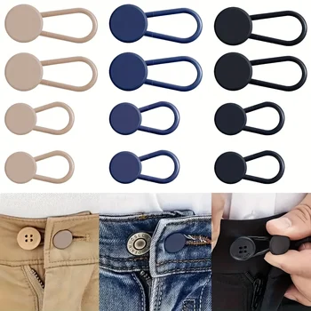 Einfach anzubringende 4/12er-Pack Jeans-Taillenverlängerungen ohne Nähen - verstellbare Hosenknopf-Expander