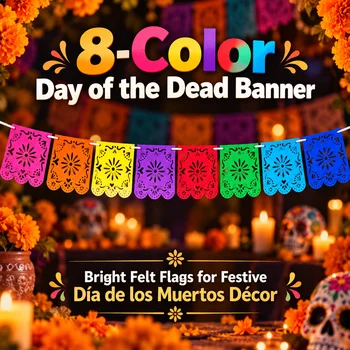 Mexikanische Partydekorationen Banner, Bunte Día De Los Muertos Papel Picado Banner, Karneval Geburtstag