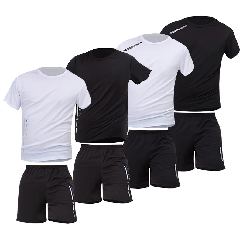 2/4/6 Stück Plus Size Herren Schnelltrocknende Kurzarm-Shorts – Bild 5