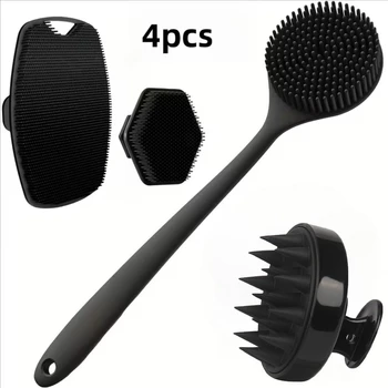 Set Silikon-Körperwäscher, weiche Peeling-Bürste für das Gesicht, sanfte Dusche, Massage (4 Stück)
