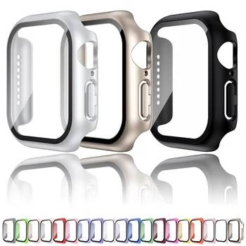 Gehärtetes Glas + Hülle für Apple Watch 38 mm 40 mm 41 mm 42 mm 44 mm 45 mm 46 mm Displayschutzfolie