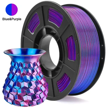 Seiden-PLA-Filament 1,75mm Zweifarbig Blau-Lila, 3D-Drucker-Filament, 250g Spule (0,55 lbs) Passend für die