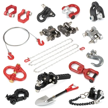 Maßstab 1:10 Metall Abschlepphaken D-Ring Winde Anker Schäkel Kette Recovery Tool für RC Crawler Auto Axial