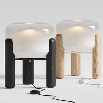 LED-Tischlampe für Schlafzimmer, Nachttisch, Heimdekoration, modernes nordisches Design, Holzkörper