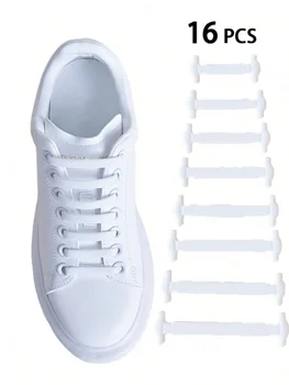 Paket Weiß Silikon Keine Krawatte Schnürsenkel Stretch Schnürsenkel Für Turnschuhe Casual Schuhe (16 Stück)