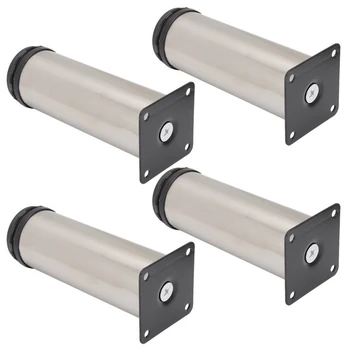 Edelstahl Möbelbeine, verstellbar, für Sofa, Bett, Tisch, Schrank, Metall-Ersatzfüße, 5-25 cm Höhe (4 Stück)