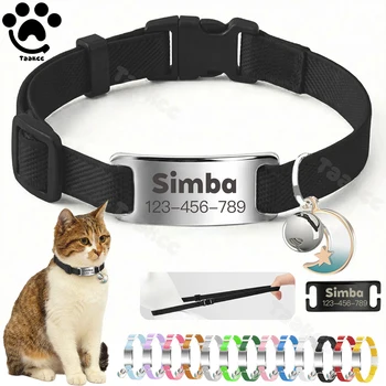 Personalisiertes Modisches Elastisches Katzenhalsband mit Gravur, Welpen