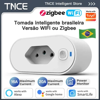 TNCE Tuya Brasilien Stecker WIFI oder ZigBee 16/20A Steckdose mit Power Monitor, Smart Outlet Fernbedienung