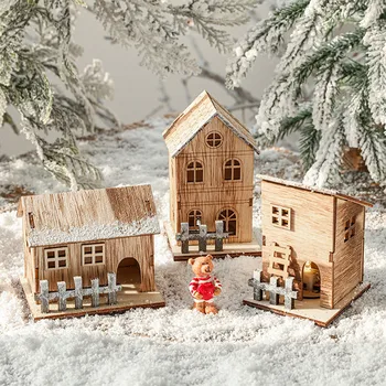 Weihnachtsdekorationen, Weihnachten, LED-Licht, Holzhaus, leuchtende Kabine, Tischdekoration, Nachtlampe