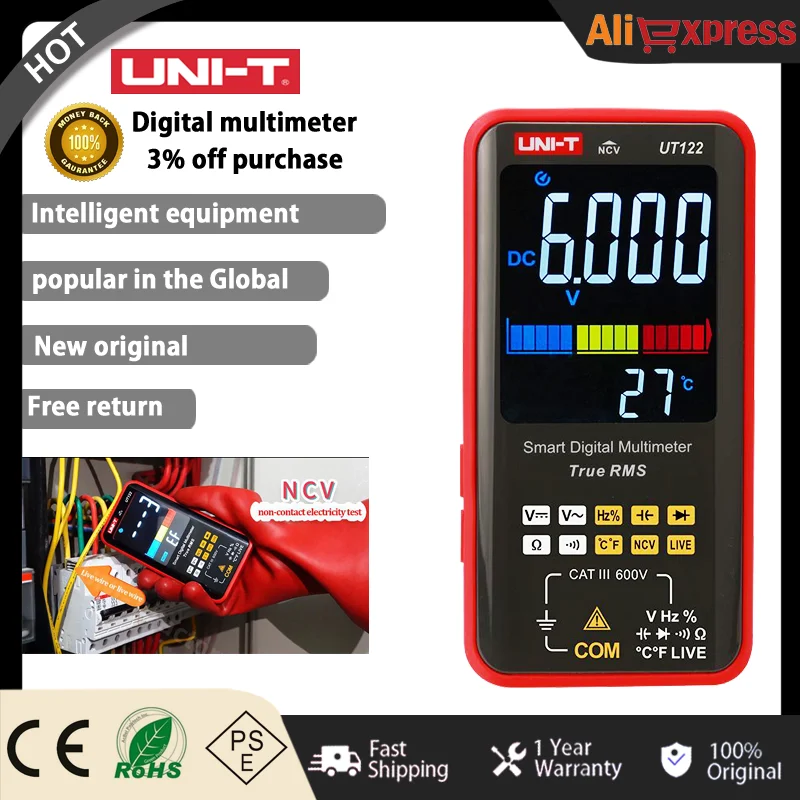 UNI-T Smart Digital Multimeter UT121A UT121B UT122 AC DC
