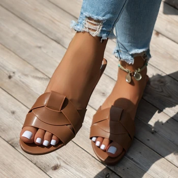 Modische Luxus-Designer-Damensandalen Gewebte Bequeme Damen-Sandalen Lässige Sommer-Flachsandalen für Damen