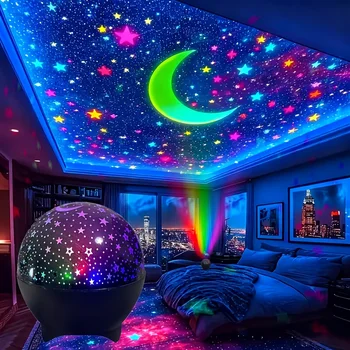 LED-Nachtlicht Sternenhimmel Galaxie Mond Projektor-Licht Automatisch Farbwechselnd USB 5V RGB