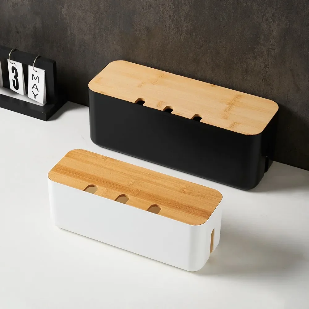 Kabelmanagement-Box mit Bambusabdeckung