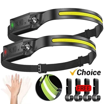 LED-Stirnlampe, wiederaufladbar, 3 Modi, Beleuchtung, Scheinwerfer, Taschenlampe, eingebauter Akku, Lauflicht