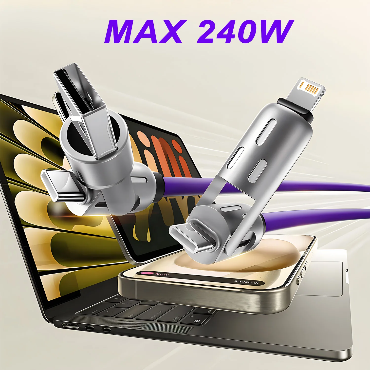 4-in-1 Ladekabel 240 W: USB-A/USB-C auf USB-C/Lightning – Bild 6
