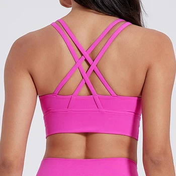 Einfarbig Frauen Kreuz Zurück Bh Fitness Unterwäsche Weiche Fitness Sport Bh Top Gym Yoga Athletisch Workout