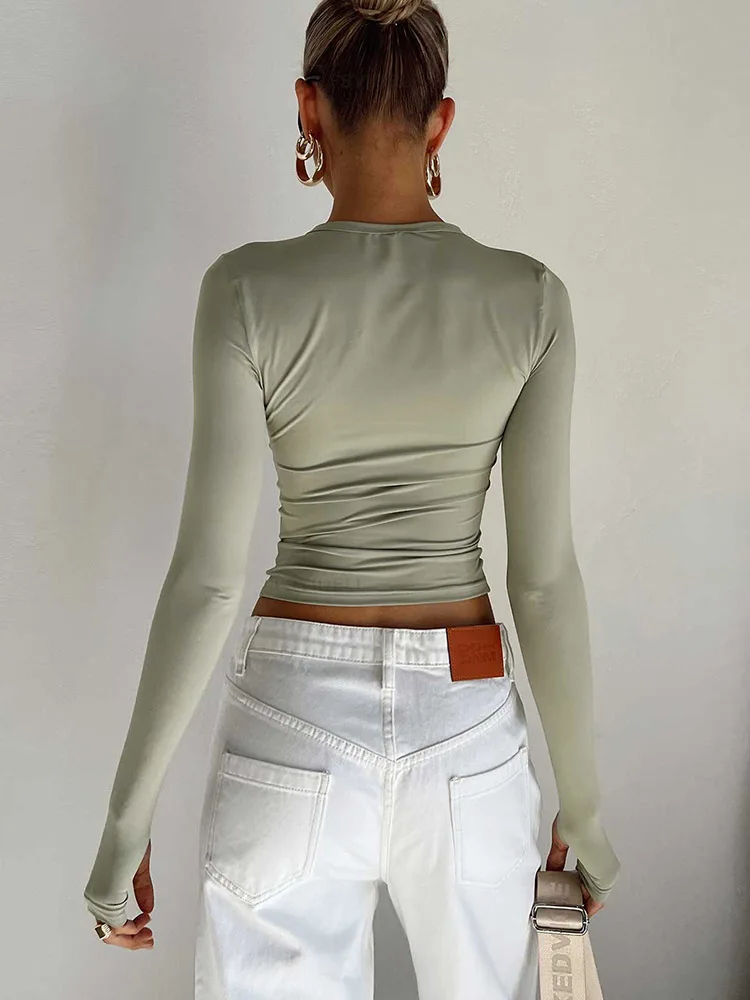 Modisches Damen-T-Shirt mit langen Ärmeln – Bild 3