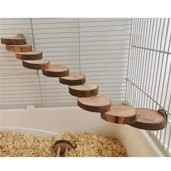 Hamster-Holzleiter-Spielzeug für Käfig, 6/10 Stufen, Holz-Kletterblöcke, zum Kauen, für Schwein, Ratte, Igel
