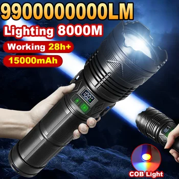 99000000LM 10000W Ultra-Leistungsstarke Taschenlampen Wiederaufladbare LED Taktische Fackel Superhelle Lampe