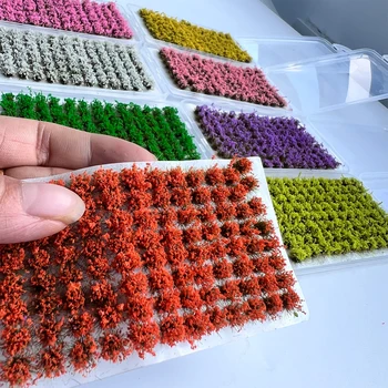 Schachtel Mini Blume Cluster Diorama Layout Matte Viskose Gras Büschel Vegetation Gruppen (104 Stück)
