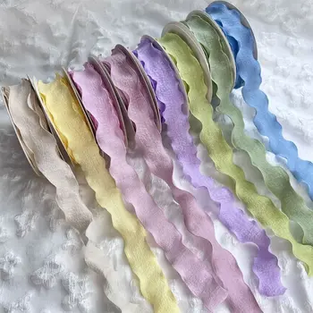 10 Yards Fischschwanz-Garnbänder 2,5 cm Wellenkante Plissee Geschenke Verpackungsmaterial Geschenkverpackung