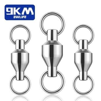9 km 10er-Pack Kugellagerwirbel, robuster Trolling-Wirbel, Angelverbinder aus Edelstahl für Slow Pitch Jigging