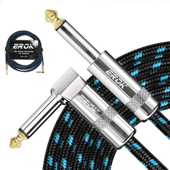EROK 1,5 m/3 m/6 m/10 m Premium-Gitarrenkabel, 1/4 Zoll Instrumentenkabel, super langlebiges Gitarren-Akkord