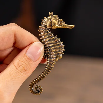 Kupfer Seepferdchen Statue Maskottchen Exquisite Handwerk Ornamente Messing Seepferdchen Skulptur Büro