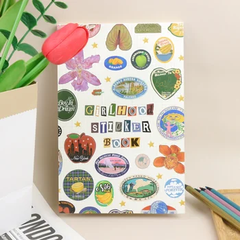 Mädchen-Stickerbuch, fruchtige Symbole und Pastellbuchstaben, Tickets, DIY, Scrapbooking, Journaling