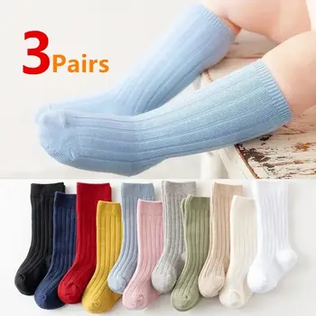 3 Paare/los Baby Knie Hohe Socken Kinder Mädchen Jungen Weiche Baumwolle Lange Socke Nette Spanisch Streifen