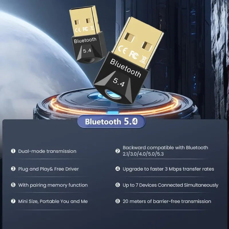 USB-Bluetooth-Adapter für PC, USB-Bluetooth 5.4/ 5.3/ 5.1/ – Bild 5
