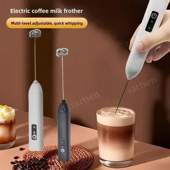 Drahtloser Milchaufschäumer, elektrischer Typ-C-Handmixer, Mini-Kaffeemaschine aus Edelstahl, Schneebesen