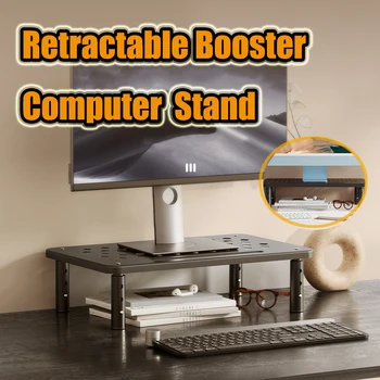 Verstellbarer Computer-Rack, Teleskop-Schreibtisch-Monitor-Halter, erhöhter PC-Bildschirmständer, reduziert