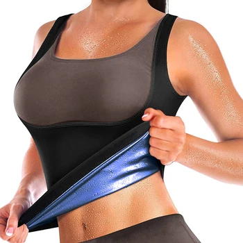 Schwitzweste Sauna-Schwitzanzug für Damen Sauna-Shirt Shapewear Blau