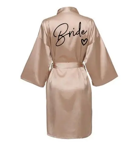 Hochzeit Party Team Braut Robe mit schwarzen Buchstaben – Bild 6