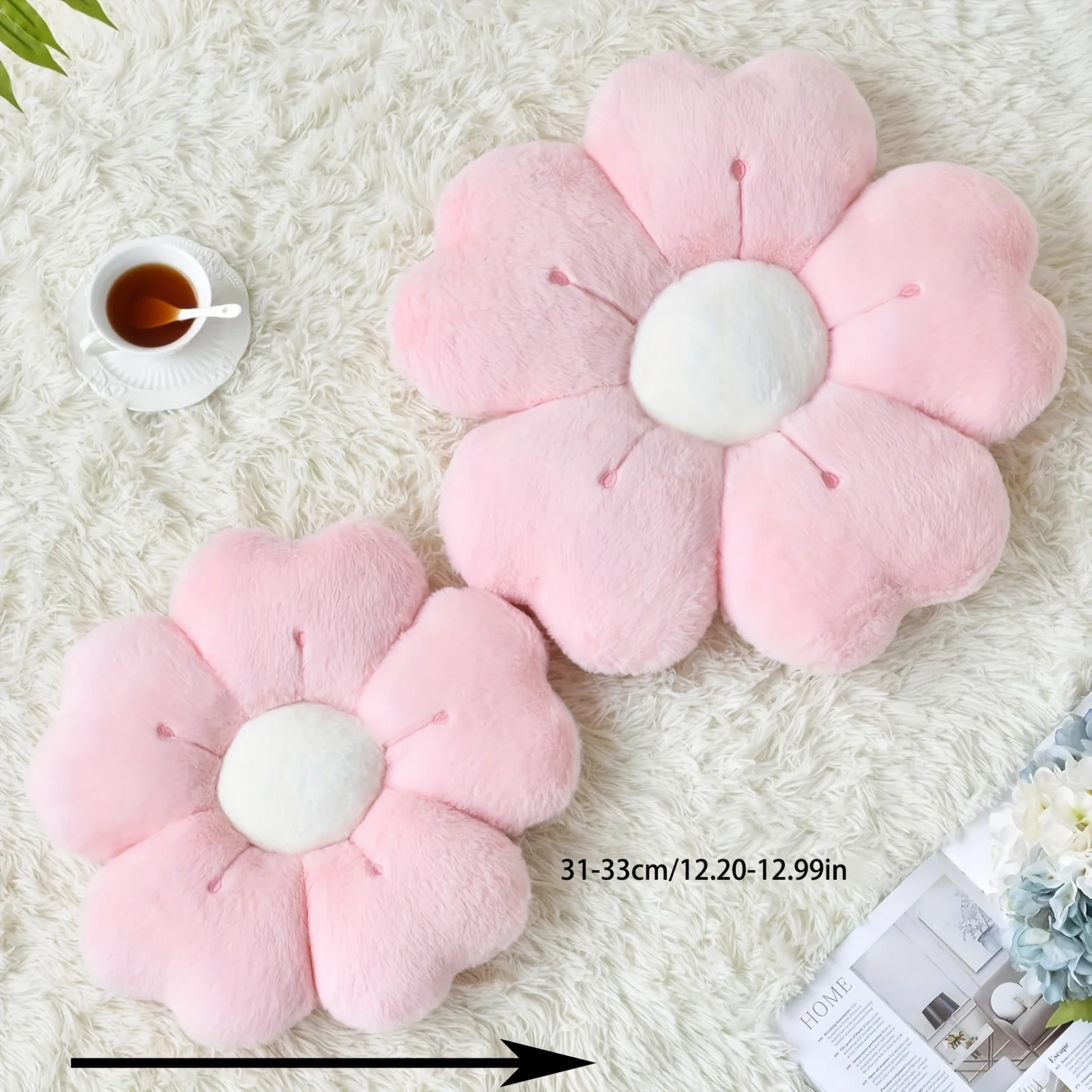 Weiches Plüsch-Gänseblümchen-Wurfkissen – gemütliches – Bild 5