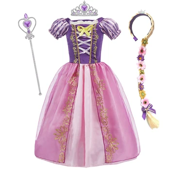 Mädchen Kostüm Kinder Cosplay Prinzessin Kleid Kinder Halloween Geburtstag Pageant Party Rapunzel Kleid