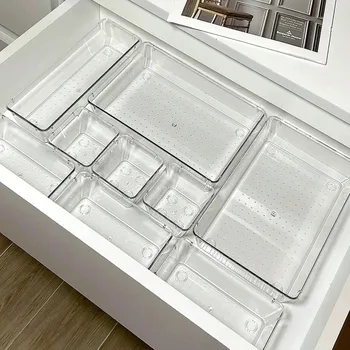 Schreibtisch Schublade Organisatoren Set Kunststoff Badezimmer Lagerung Make-Up Organizer Klare (7 Stück)