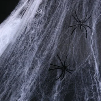 Halloween Dekor künstliche Spinnennetz Super Stretch Spinnweben mit gefälschten Spinnen gruselige Party Szene