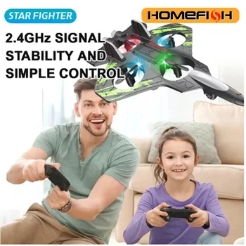 HOMEFISH 2,4G Ferngesteuerter Kampfjet Elektrischer Schaumgleiter Stunt-Taumel-Drohne Schwebender Helikopter